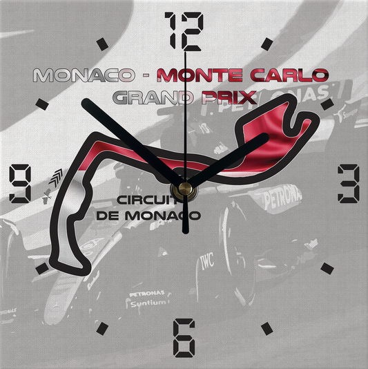 Formula 1 Circuit Canvas Wall Clocks - MONACO