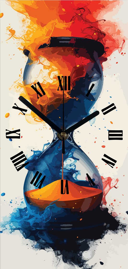 Vertical Wall Clock Printed on Canvas - HOURGLASS